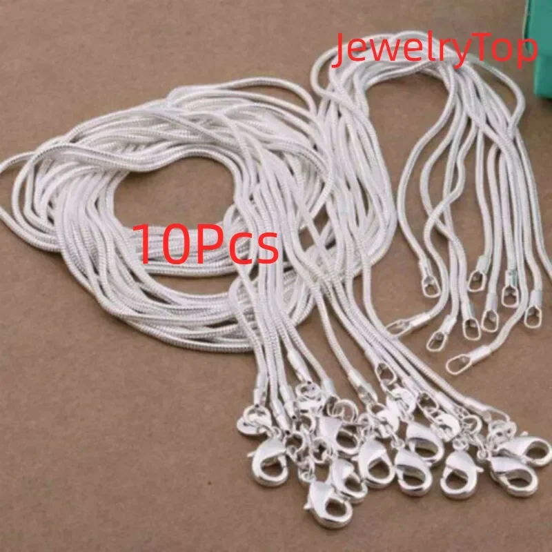 

JewelryTop 10pcs Lot 40-75cm 925 Sterling Silver 1MM Snake Chain Necklace for Women Men Fashion Party Wedding Jewelry Gifts