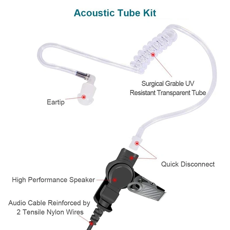 Earpiece Acoustic Tube Radio Ear Piece Two Way Headset With Mic For Motorola APX6000 APX4000 APX7000