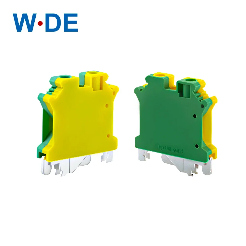 PE Din Rail Terminal Blocks 10Pcs USLKG-6N Ground Universal Class Connector Screw Wire Conductor USLKG6