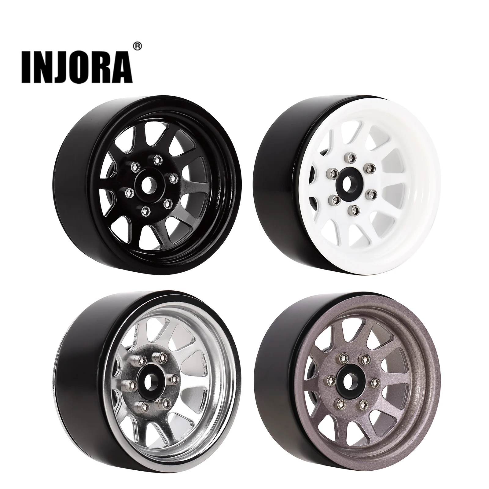 INJORA 116 g/szt. Stop metali 1.9 felgi z blokadą koralikową do 1:10 gąsienica RC Axial SCX10 AXI03007 90046 TRX4 Redcat GEN8 (W1909)