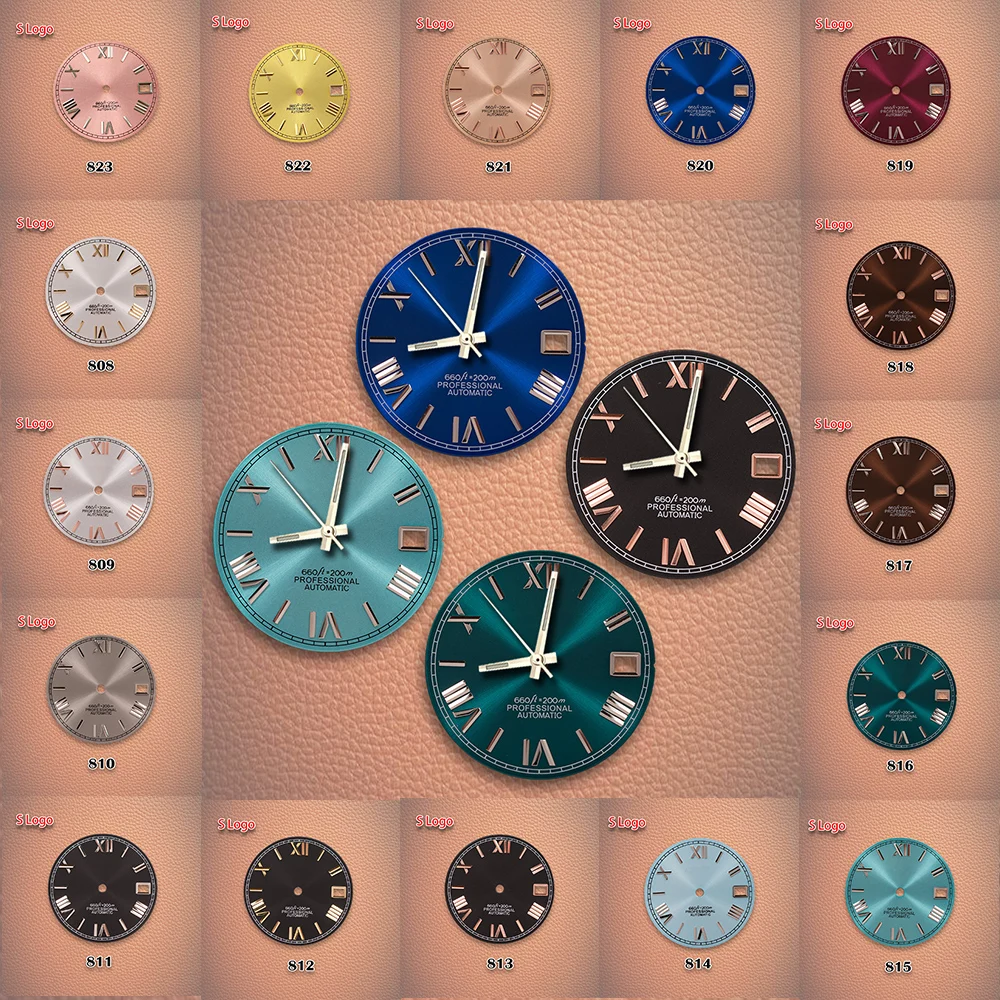

Лидер продаж 28,5 мм S логотип NH35 циферблат T-iffany римский зеленый циферблат подходит для NH36 аксессуары для модификации часов