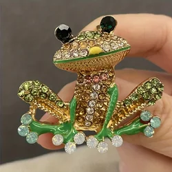 1pc Colorful Enamel Rhinestone Frog Brooch Pin for Women and Men- Unique Fashion Accessory