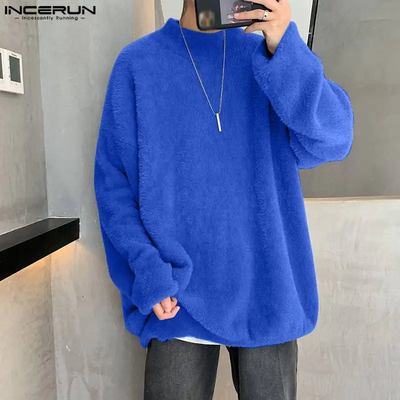 S-5XL Men's Long Sleeve Turtle Neck Fleece Coats Keep Warm Sweater