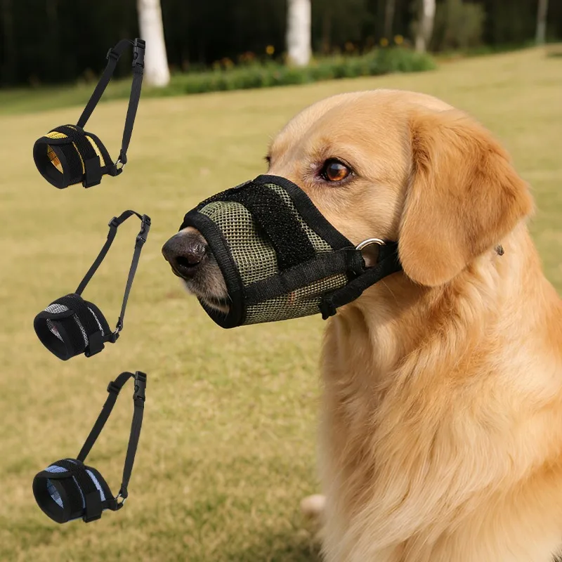 Hundemaulkorb für draußen, Anti-Biss- und Anti-Bell-Maulkorb, verstellbar, weiches Netzgewebe, atmungsaktiv, für kleine, mittlere und große Hunderassen