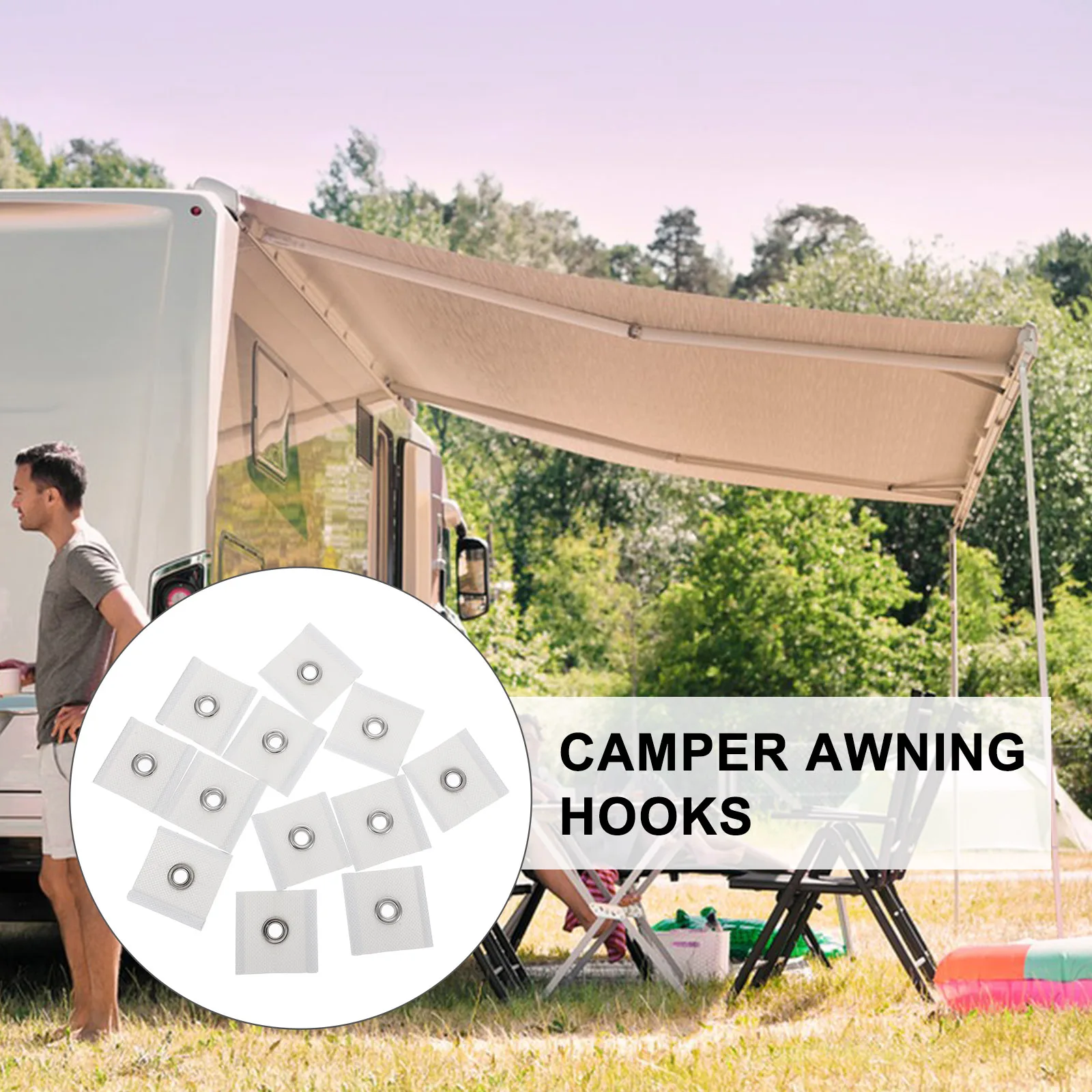 

12pcs Rv Hitch Hooks Awning Ring Rail Clamps For Tents Durable Eyelets Pipeline Cargo Net Hangers Lightweight Outdoor Camper