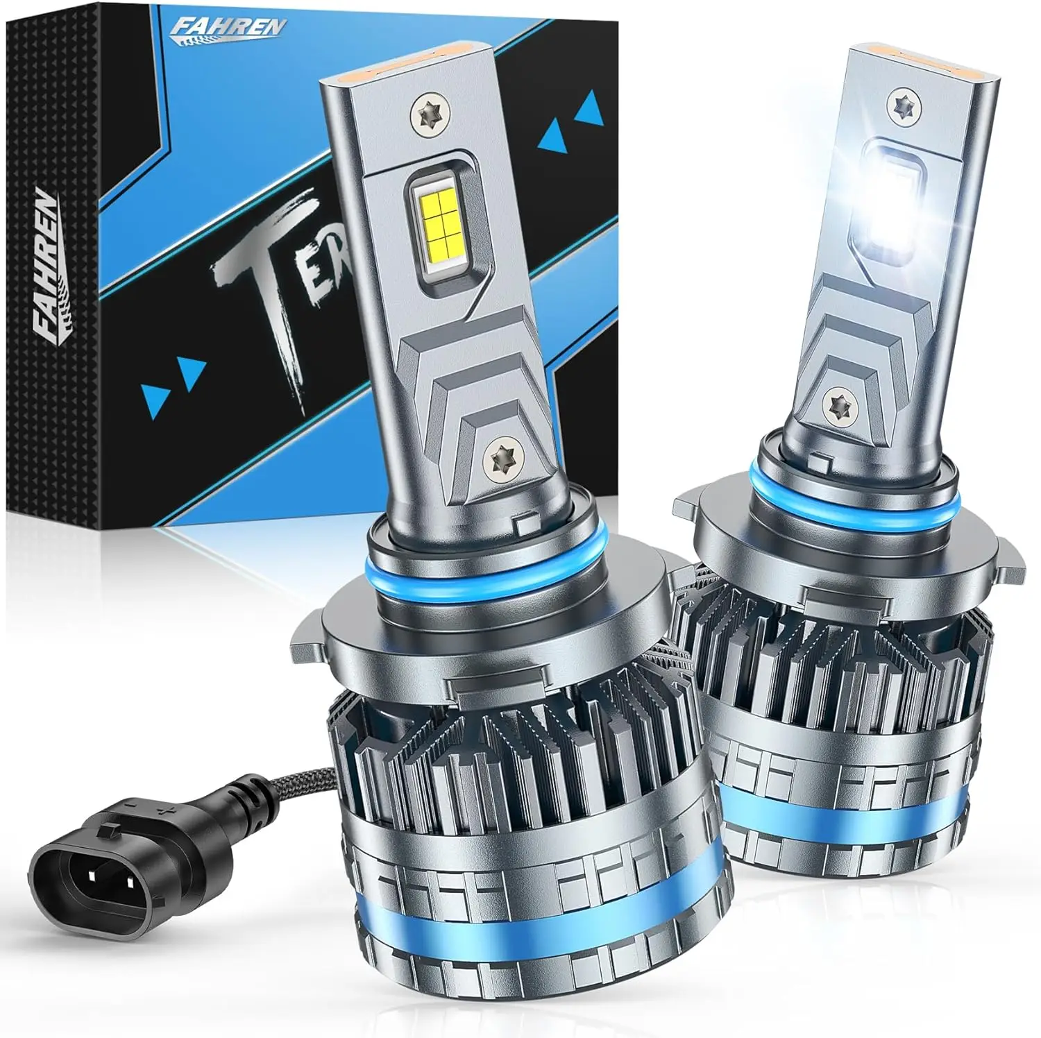 FAHREN 9005/HB3 Fog Light Bulbs – 80,000LM 15X Bright, 6500K Cool White, 360° Adjustable, Direct 1:1 Fit, Quick Install, Pack of 2