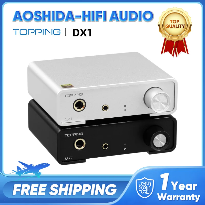 

TOPPING DX1 Hi Res Audio DAC Headphone Amplifier AK4493S DAC Chips 6.35mm 3.5mm Headphone Amp USB DSD256 PCM384 XMOS XU208