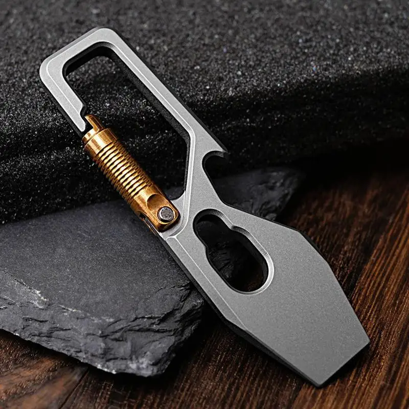 Outdoor Multi-purpose Tool With Keychain Titanium Alloy Small Pry Bar Titanium Alloy Crowbar Screwdriver Unboxing Bottle Opener