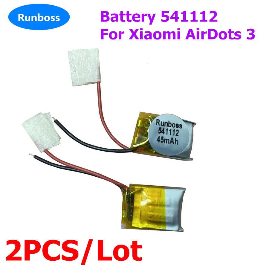 2 szt. 45 mAh 541112   Bateria litowo-polimerowa do słuchawek Xiaomi Redmi AirDots 3, aparaty słuchowe, lampka indukcyjna, zestaw słuchawkowy