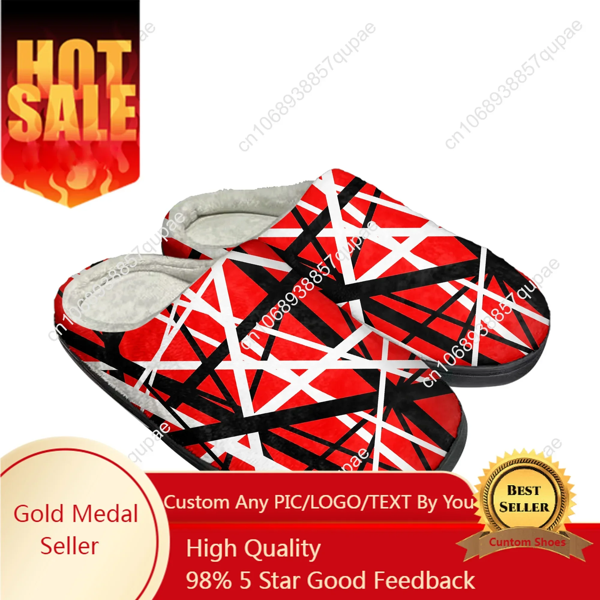 

Van Evh 5150 Stripes Halen Home Cotton Custom Slippers Mens Women Sandals Plush Rock Band Casual Keep Warm Shoes Thermal Slipper