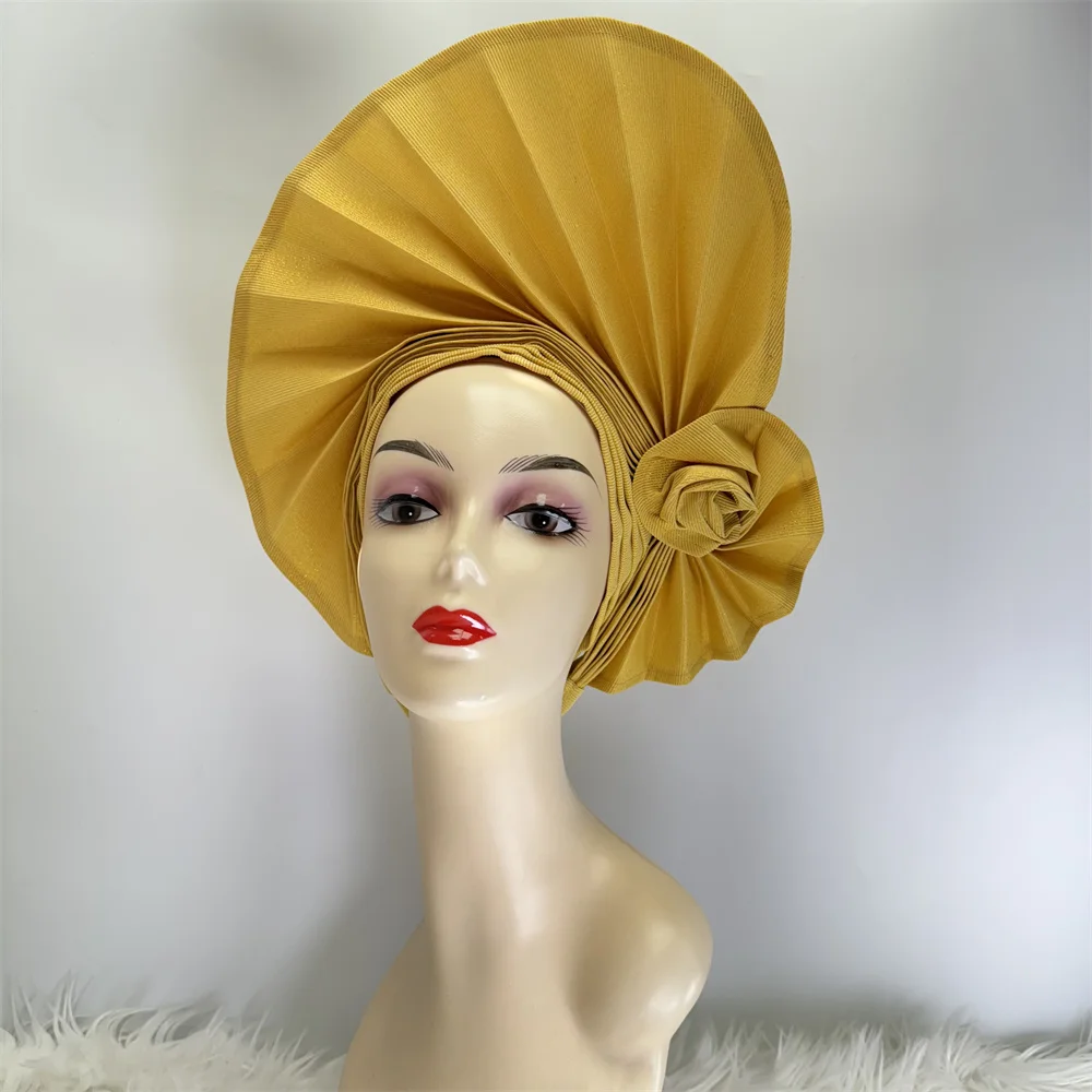 2026 African Headtie Nigerian Aso Oke Headtie Women Hijab Head Wrap Turban Chemo Caps Gele Femme Scarf High Quality for Wedding - view 2