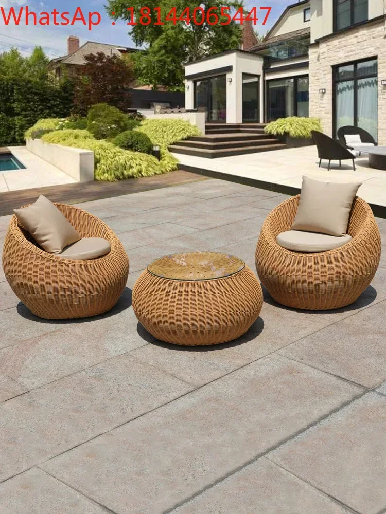 

ustomized outdoor rattan sofa balcony courtyard rattan furniture outdoor open-air garden leisure waterproof sofa chair