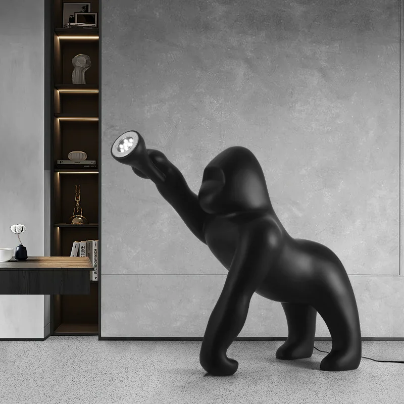 

Italian designer gorilla floor lamp, hotel sales department exhibition hall, large art decoration animal sculpture lamp