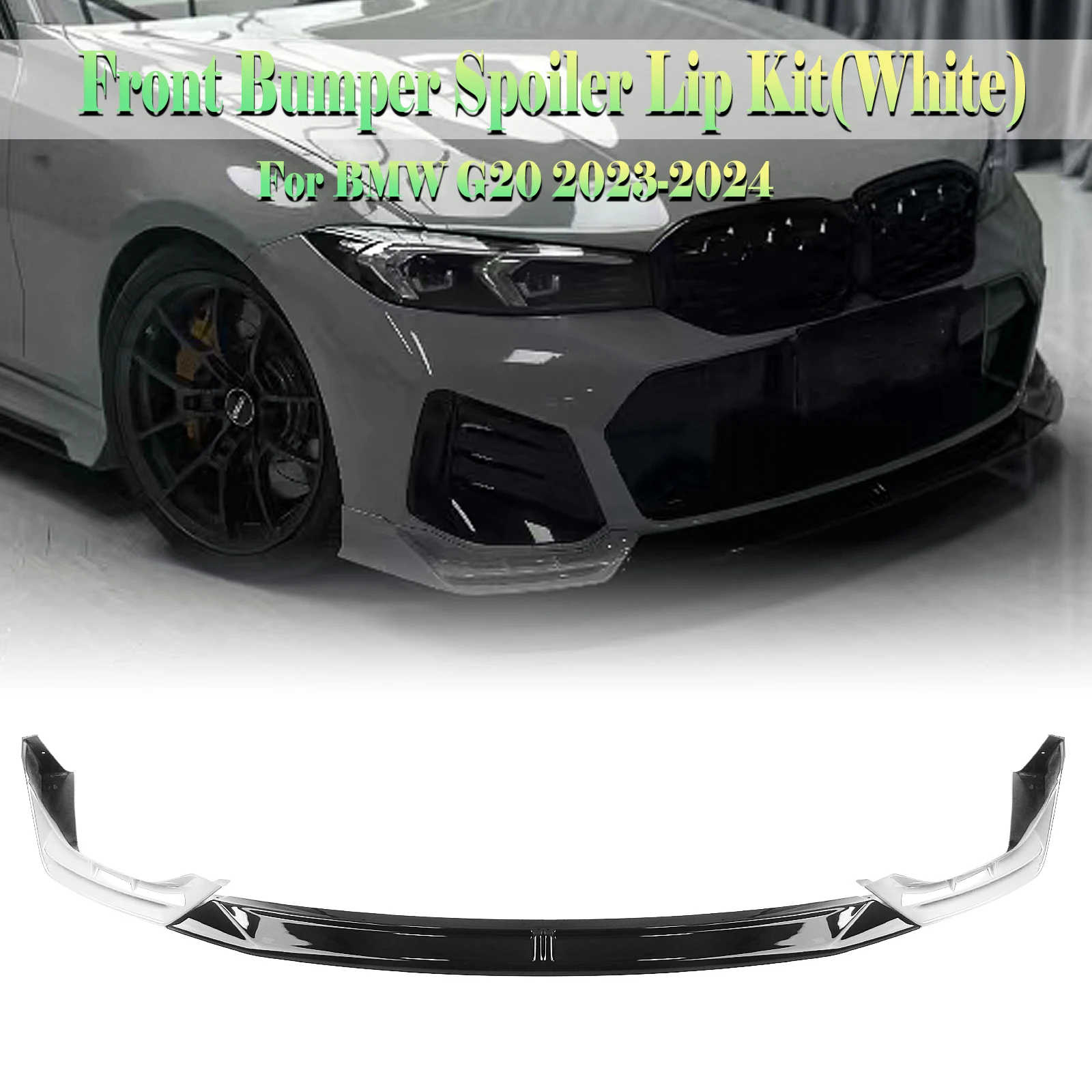 

For BMW 3 Series G20 LCI 330i M340i Sport 2023-2024 Front Bumper Spoiler Lip+Side Splitter Corner Cover Protector Guard Plate