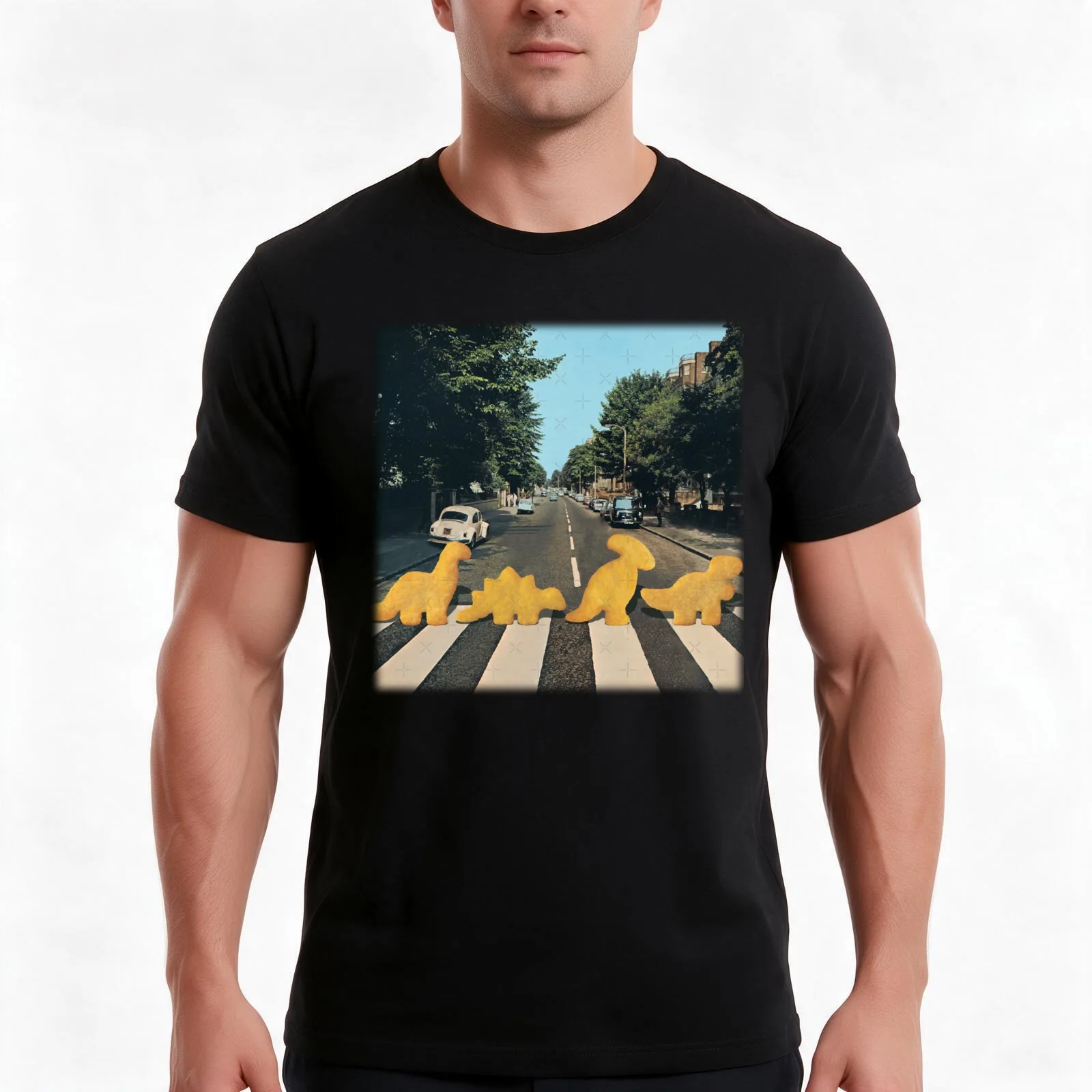 Dinosaur chicken nuggets nuggie road T-Shirt Summer Casual Cotton Tee Oversized Streetwear Tops Vintage Graphic Print