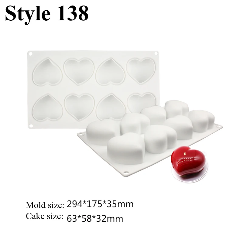 Heart Silicone Mold for Baking Mousse Food Grade Silicone Cake Moulds Valentine\'s Day Dessert Baking Tray Pastry Decoration Mold