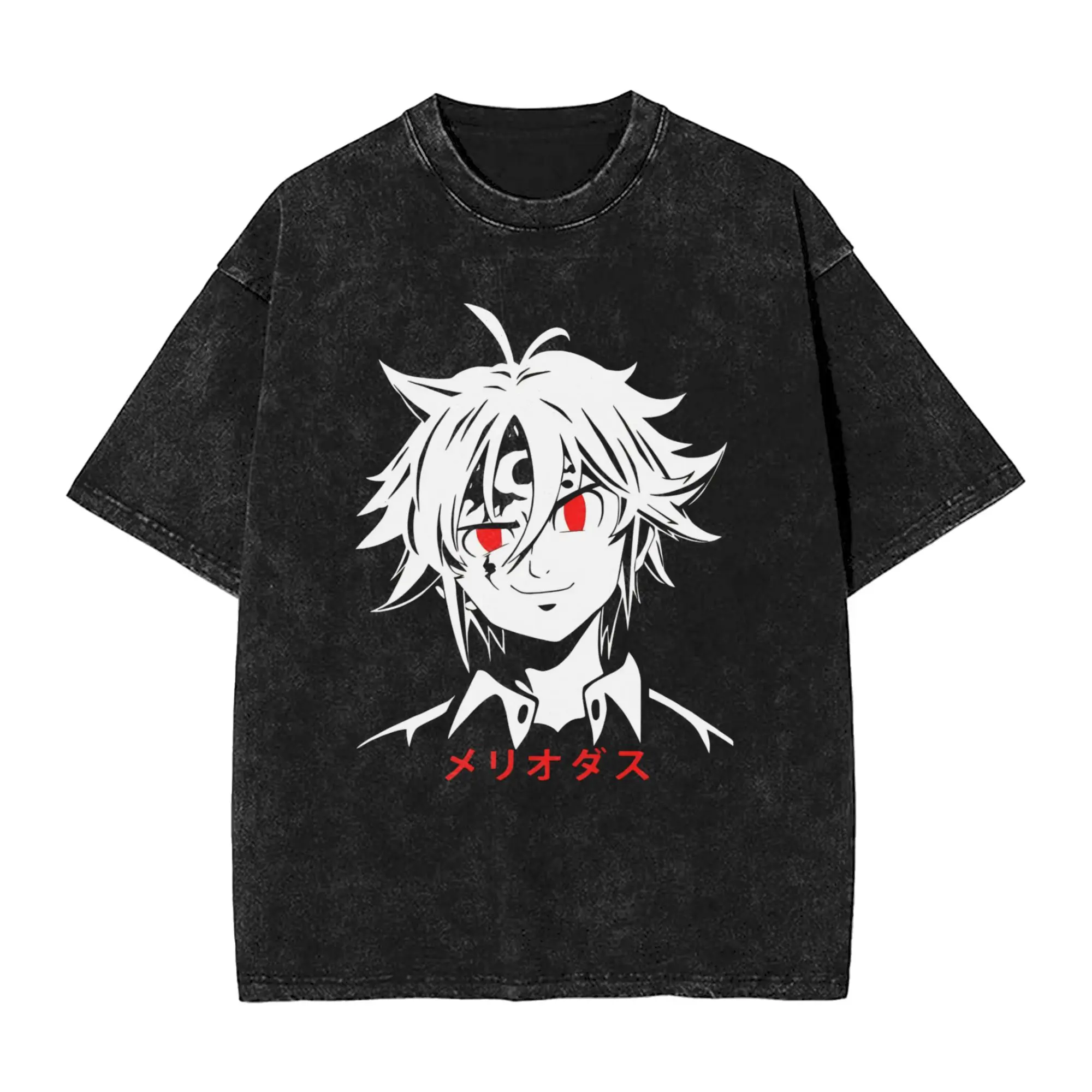 Creative Anime Meliodas Main Character T-Shirt Men Crewneck 100% Cotton Washed T Shirt  Short Sleeve Tee Shirt Original Clothes
