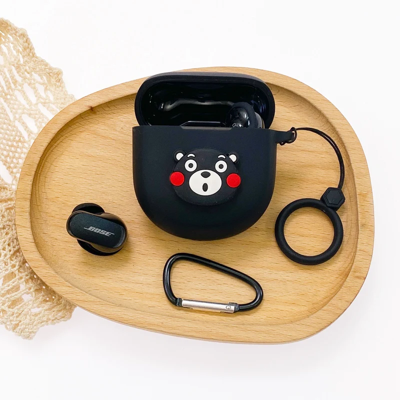 Funda de silicona con dibujos animados para auriculares Boses, funda protectora anticaída para auriculares con mosquetón
