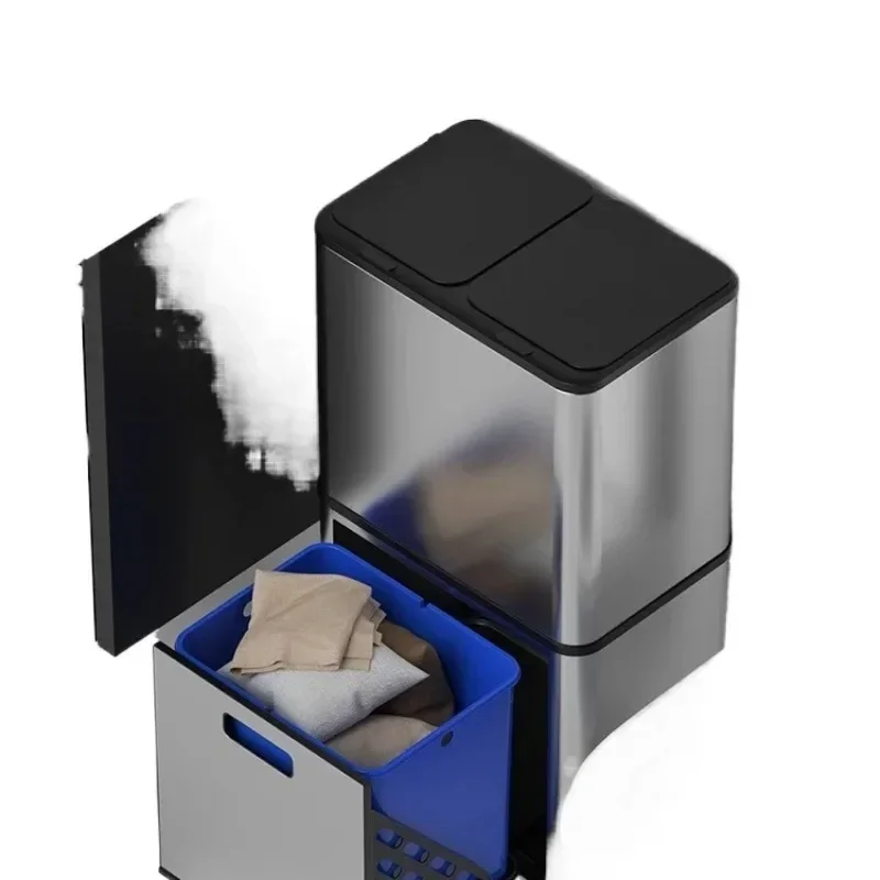 

Kitchen intelligent sensor garbage sorting trash can dry and wet separation double-layer storage cabinet