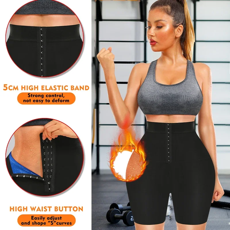 Sweat Sauna Pants Body Shaper Shorts Weight Loss Slimming Shapewear Women Waist Trainer Tummy Hot Thermo Sweat Fitness Shorts