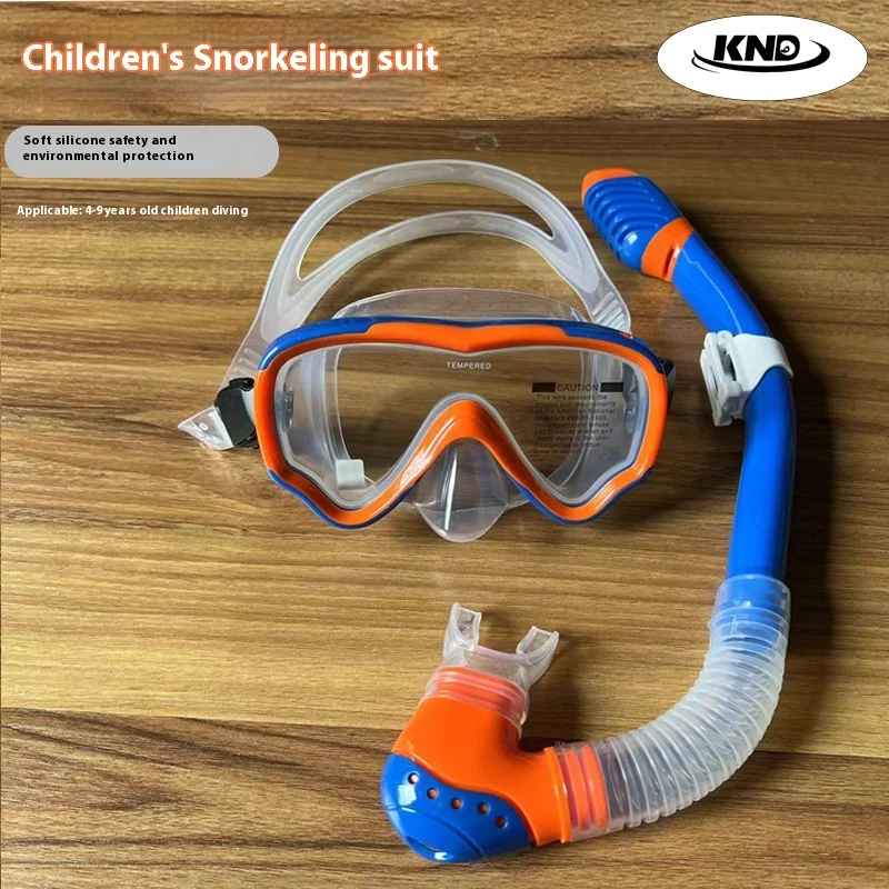 Professional Children'S Snorkeling Kit HD Anti-Fog Large Frame Nose Guard All-In-One Diving Mask Full Dry Snorkel Head