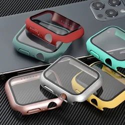 Coque en verre et couvercle de protection d'écran pour Apple Watch, iWatch Series 6, SE, 5, 4, 3, 45mm, 44mm, 40mm, 42mm, 38mm, Accessoires