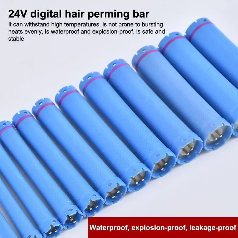 125mm 24V Digital Hair Hot Perm Rods Wavy Hair Maker Electric Heated Curlers Bars Rollers Hair Salon Barber Curling Spiral Hair