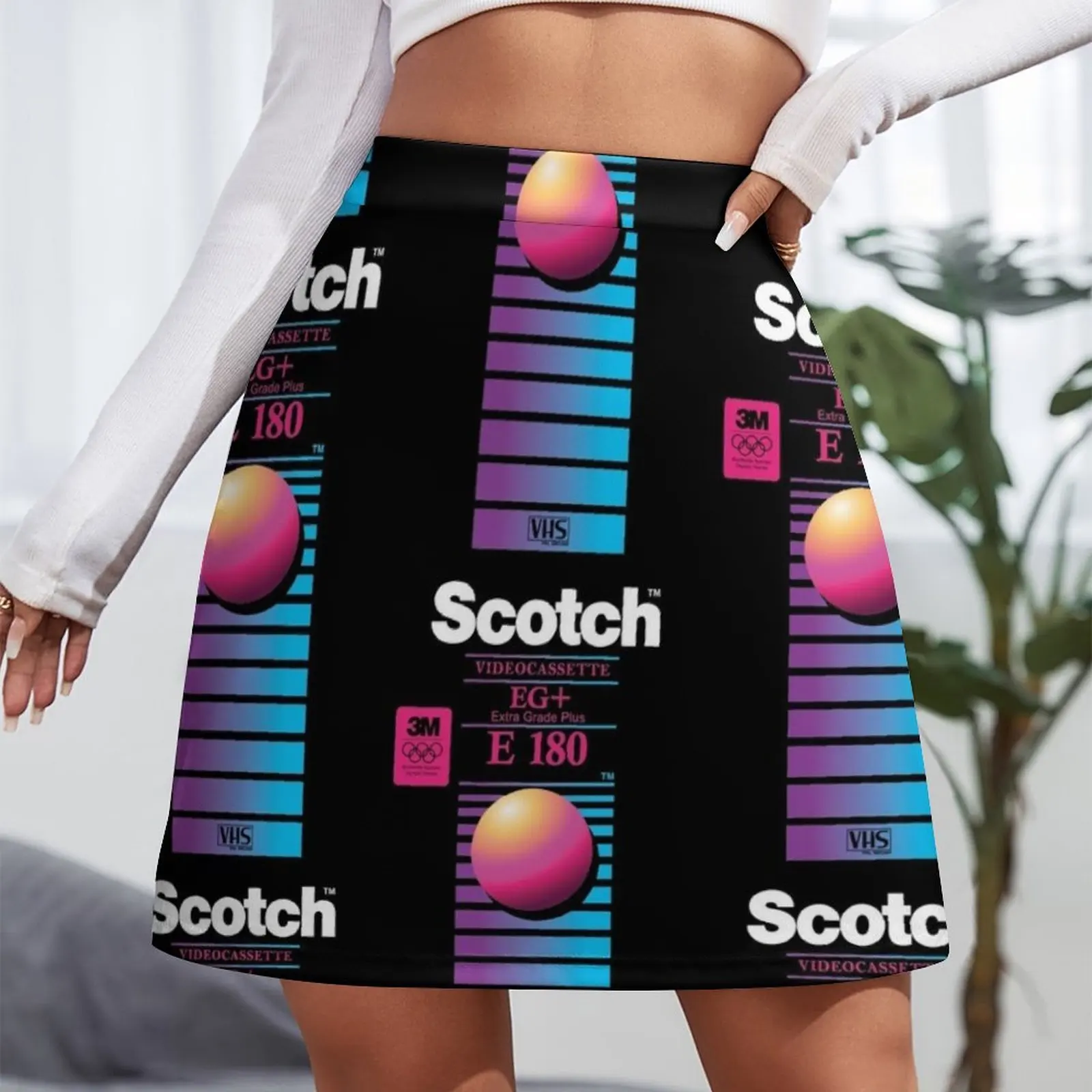 ชุดกระโปรงกระโปรง ROK MINI ชุดกระโปรง E-180สไตล์เกาหลี vaporwave VHS Scotch