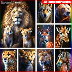 EverShine Diamond Embroidery Lion Cross Stitch AB Drill Painting Animal Full Square Mosaic Wolf Picture Rhinestones Handicraft