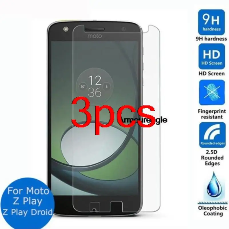 3PCS Clear HD Guard On For Motorola Moto ZPlay Tempered Glass Safety 9H Protective Film Screen Protector For Moto Z Play Droid