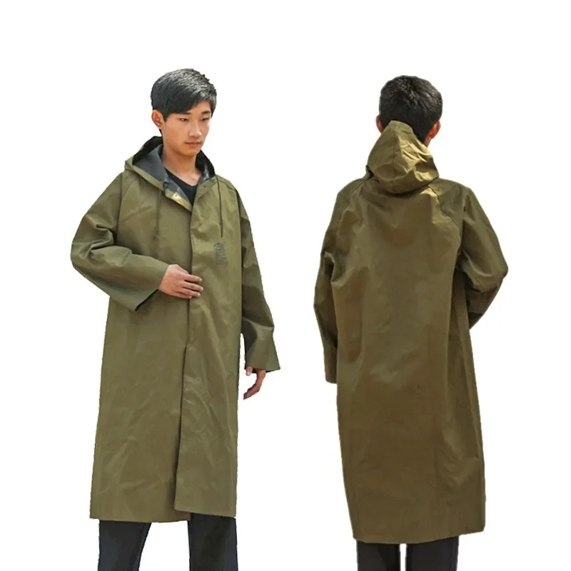 Hiking Construction Site One-piece Windbreaker Style Poncho Full Body Raincoat 2024 New Long Sleeved Canvas Thickened Outdoor