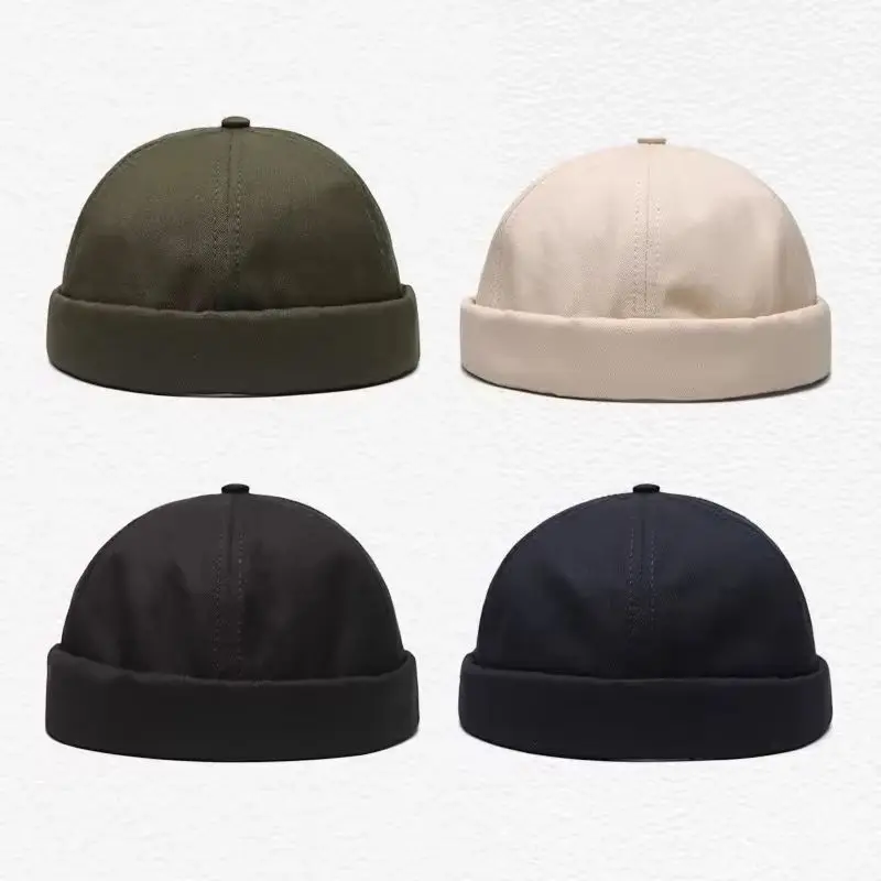 

Fashion Cotton Docker Leon Harbour Hat Watch Cap Breathable Mesh Design Retro Cuff Brimless Beanie Hat Unisex