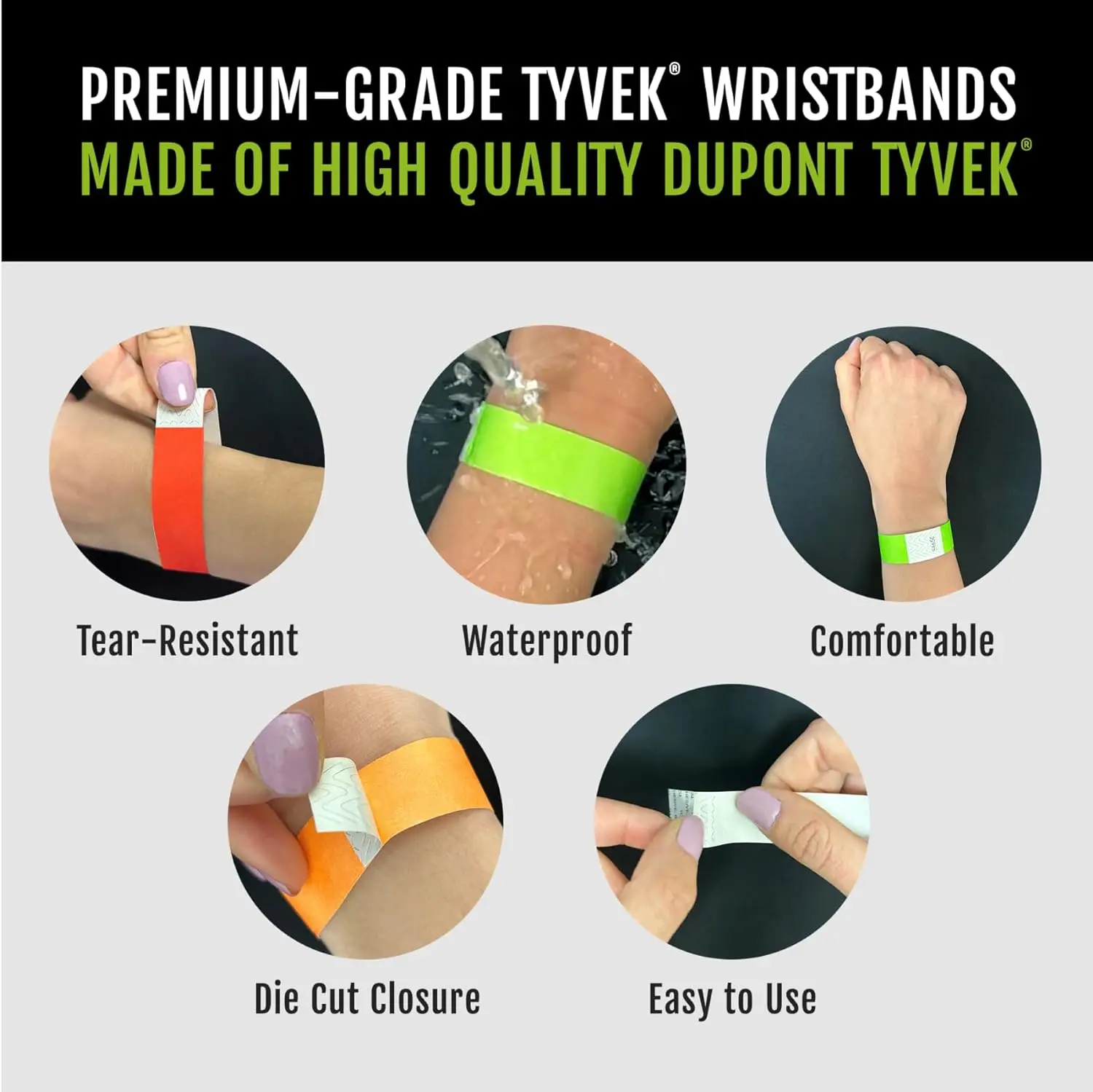 Custom Wristband Paper Tickets Party Band Personalized Wristbands for Events Tear-Resistant Waterproof Tyvek Dobon Bracelet