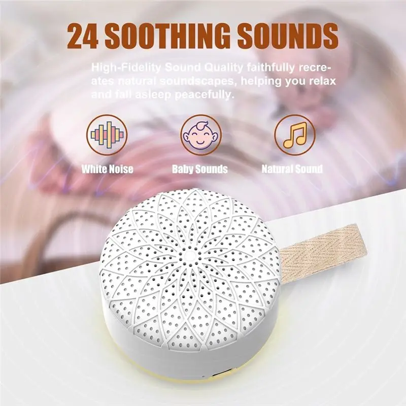 -آلة الضوضاء البيضاء لشهر نوفمبر - جهاز علاج صوتي محمول 24 صوتًا مهدئًا، مثالية للاستخدام في الأطفال والكبار في المنزل والسفر