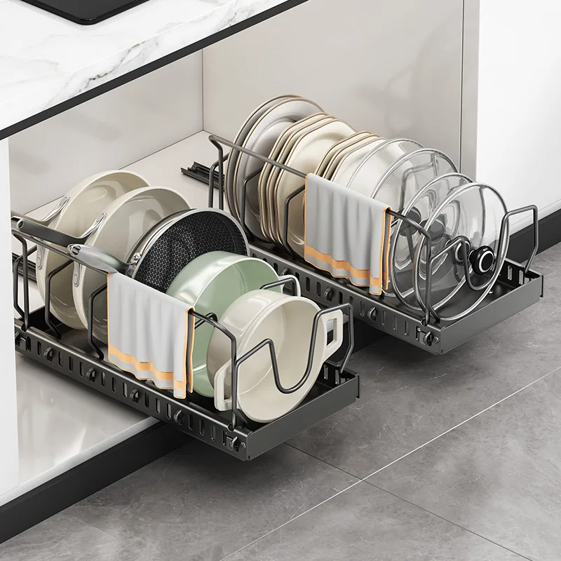 Pot storage rack Fixed vertical kitchen rack Countertop multi-layer cabinet