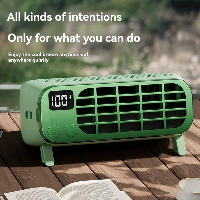 Handheld Fan Hanging Neck Small Fan Bladeless Portable Five-Speed Adjustable Fan Low Noise Desktop Fan