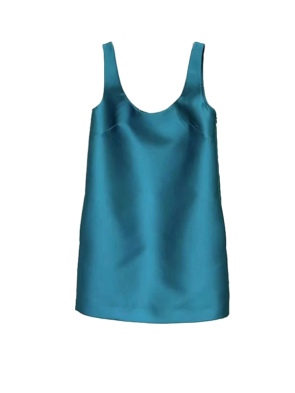 Ele Pure Color A-Line Weste ort Svel Dr Neue Sommerkollektion Hohe Taille Vielseitig Lässig U-Neline Midi Dr