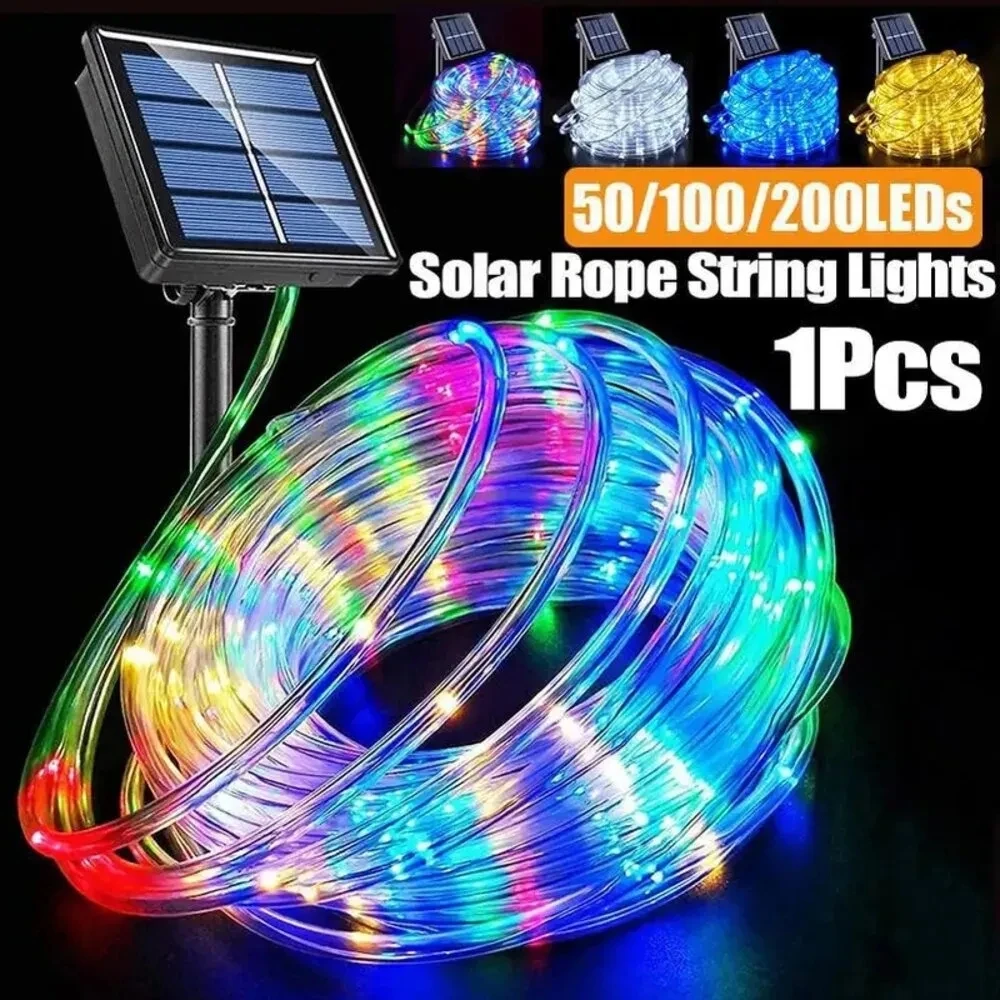 Outdoor Solar Rohr Seil Led Licht Garten Weihnachten Dekoration Fee String Licht 32m/22M/12M/7M Hochzeit Im Freien Party Led Lampe – Detail 1