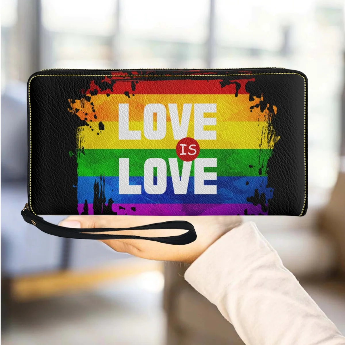 Love Is Love Print Women Wallet Lgbt Pride Luxury Design Long Wristband Clutch New Fashion Street Trend Coin Purse Card Holder