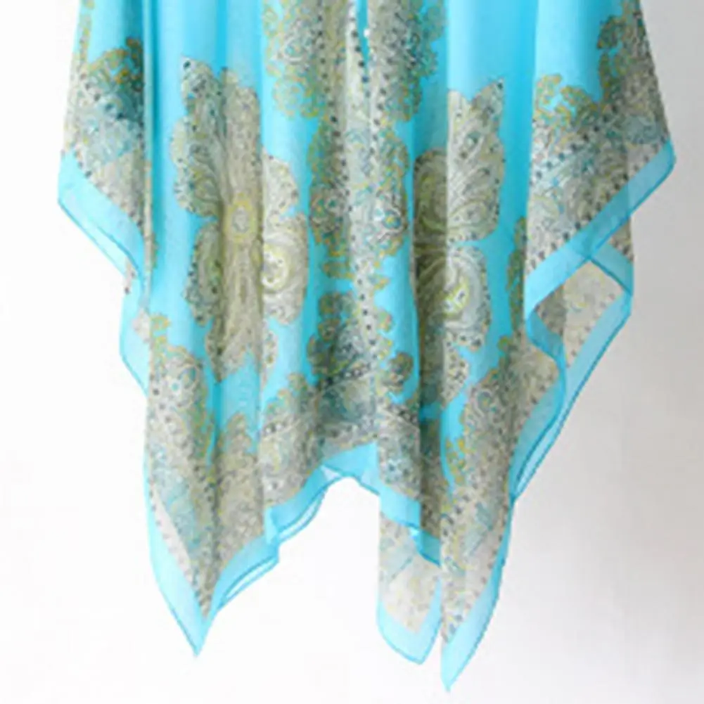 2025 bufanda para mujer Poncho con estampado de flores de anacardo gasa multifunción Vintage Anti-sol Bikini cubrir playa Bikini cubrir Ups