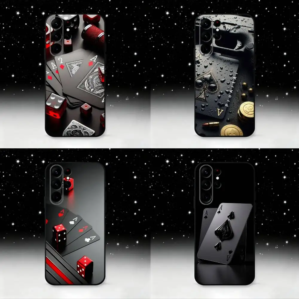 

Poker Phone Case For Samsung S25,S24 Ultra,S20,S30 plus,S22 plus,S23,S30 Ultra 5G Silicone Black Shell
