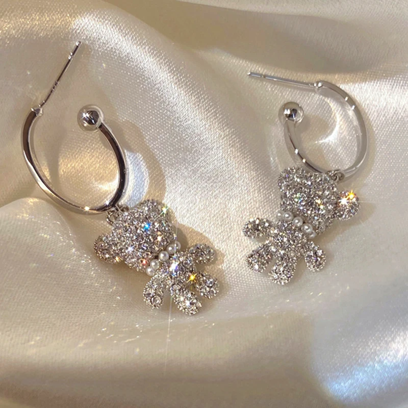 Korean 2022 Fashion Trends Temperament Shine Bear Earrings Brilliant Exquisite Atmosphere Luxury Alloy Plating Earrings Pendant