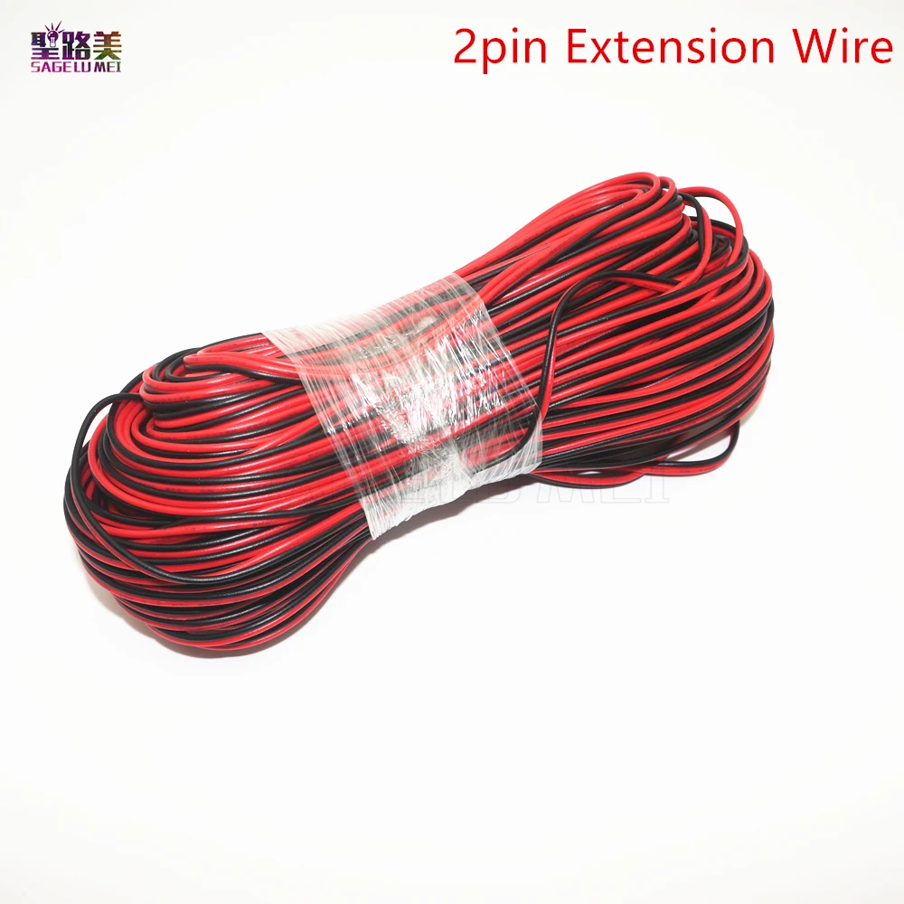 2pin Led Connector Electrical Wire 5/10/20m/50m Cable Wire Extend Cable Wires 22AWG For WS2811 5050 3528 LED Strip CB-22AWG-RB