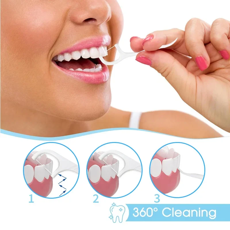 100pcs Disposable Plastic Material Dental Floss Dental Toothpick Sticks For Hotel Travel Family Toothpick Individually Packaged