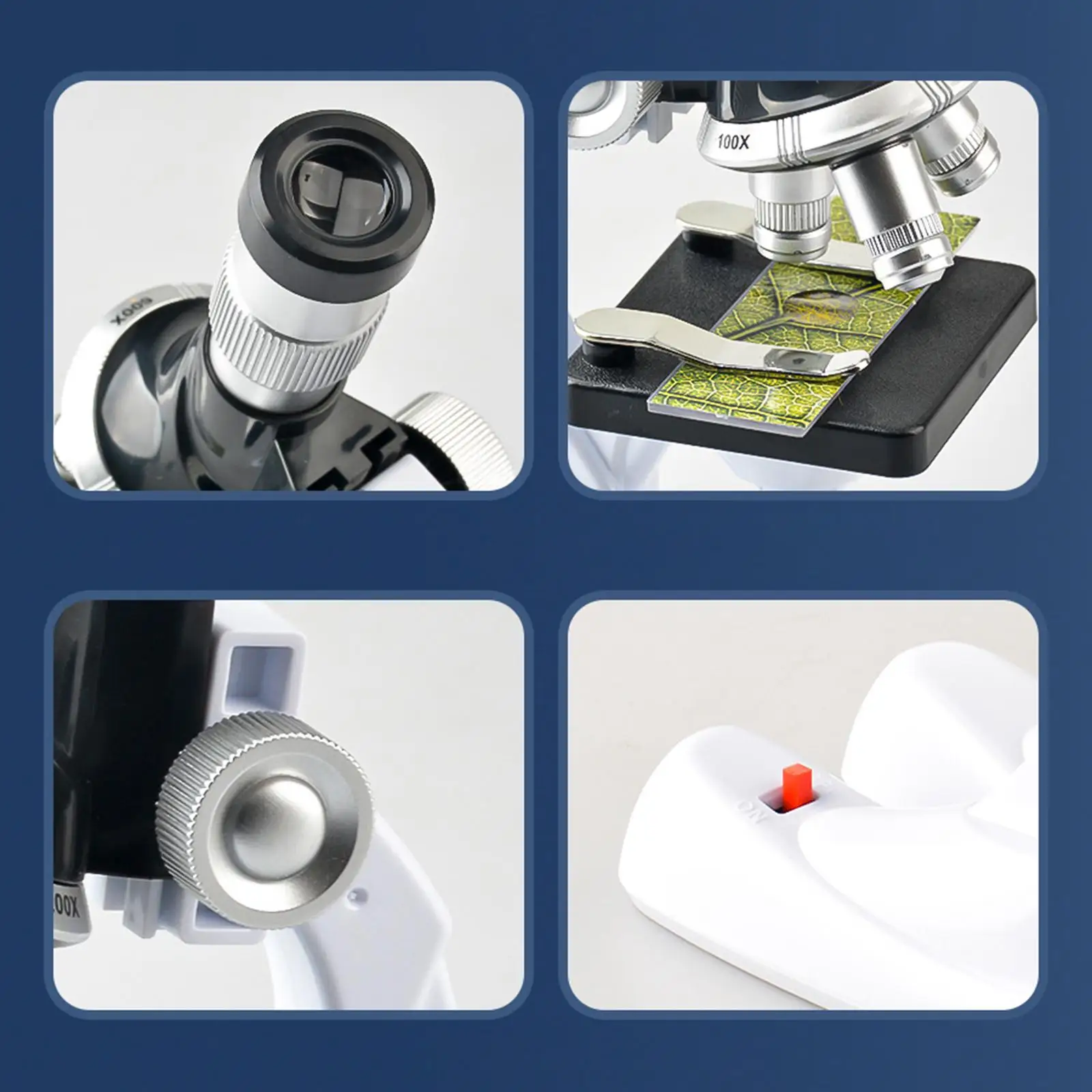 Set di microscopi tascabili 1200X Microscopio biologico digitale con luce di riempimento a LED Giocattolo educativo scientifico Montessori per bambini Adulti