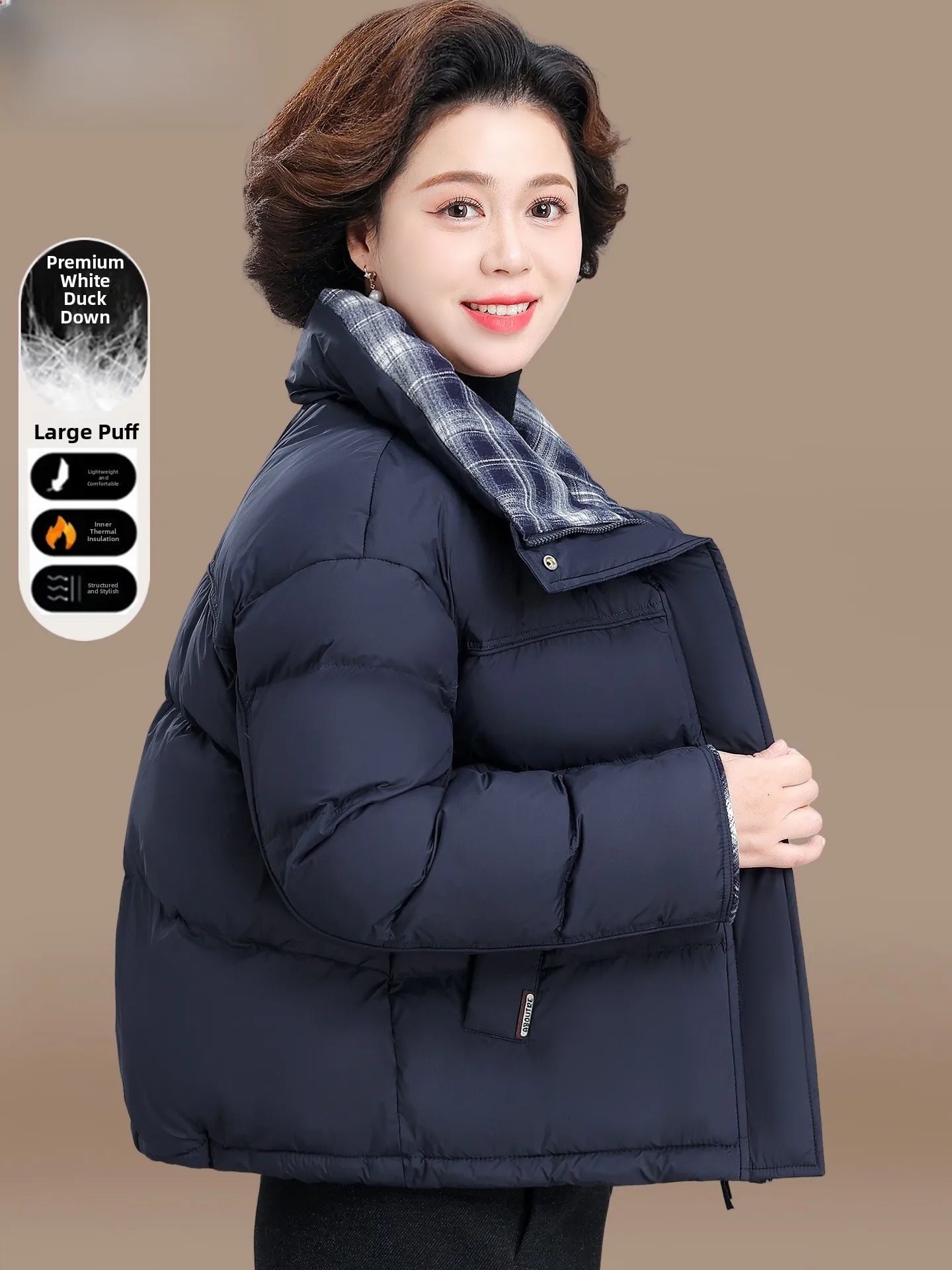 

Женская зимняя пуховая куртка для молодых и зрелых женщин, новая модная модель 2025 года, свободный крой, теплая