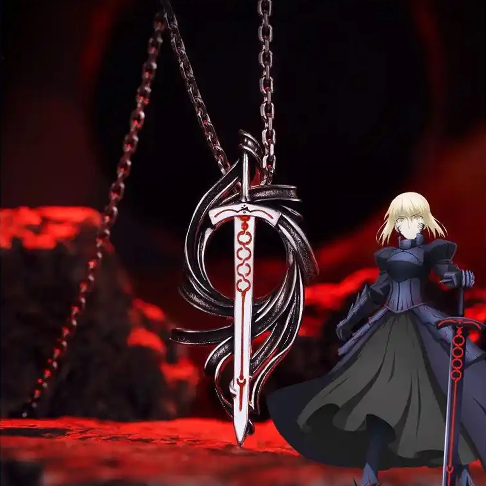 Hot Sale Anime Fate Stay Night Saber Alter Charm Pendant Necklace Fashion Zinc Alloy Jewelry Cosplay Party Accessories