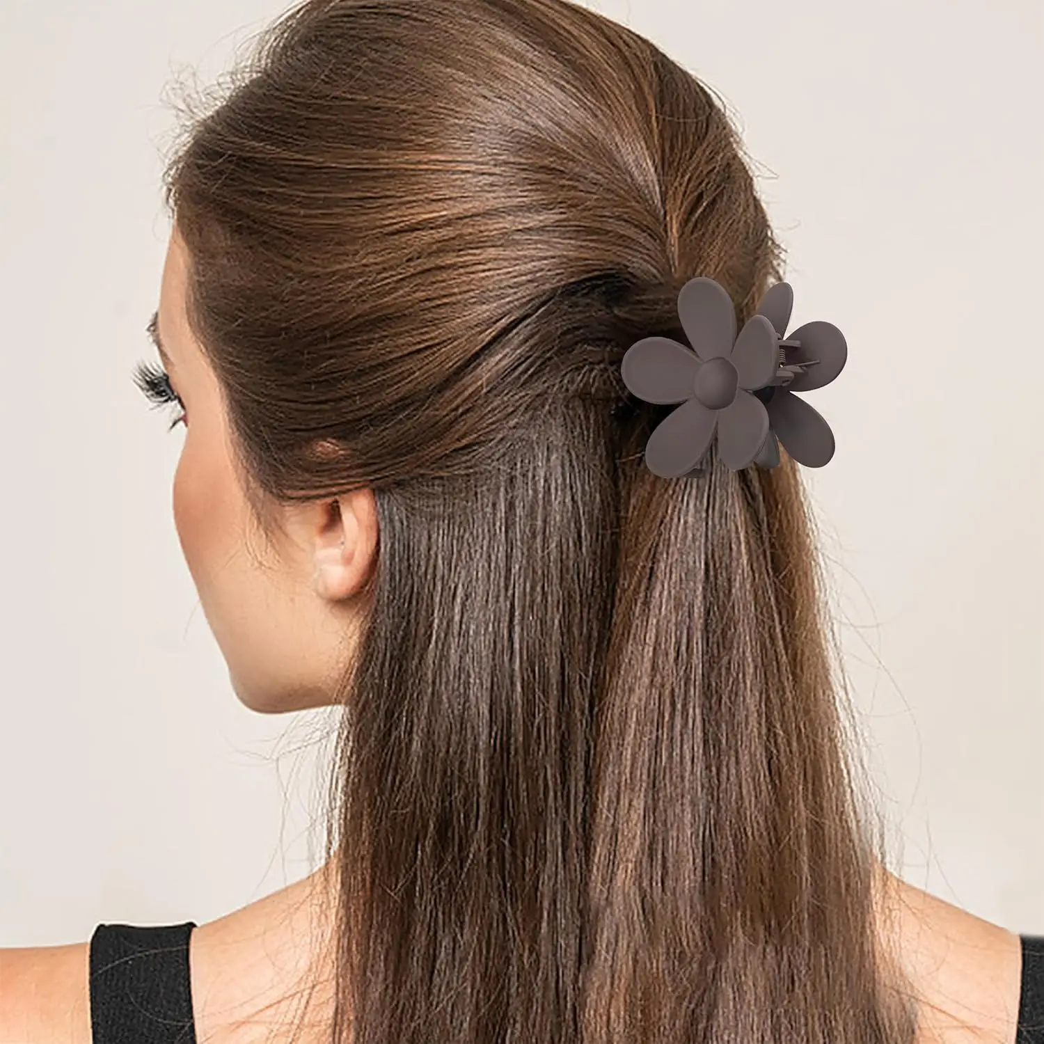 4 Stück neutrale Farben, große Krallenklammern für Frauen, quadratische und blumenförmige Haarspangen für dickes Haar, verschiedene Stile, Haar-Accessoires – Detail 10