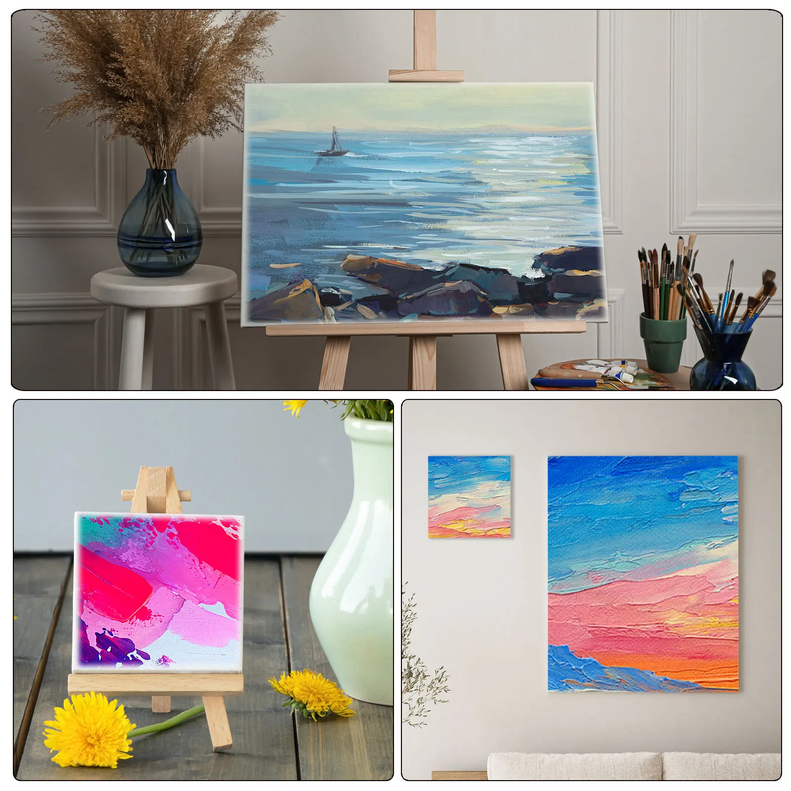 

6/12 шт. холст для рисования, 100% хлопок, пустая квадратная, тройная, белая, растянутая художественная холщовая панель для акриловой акварели