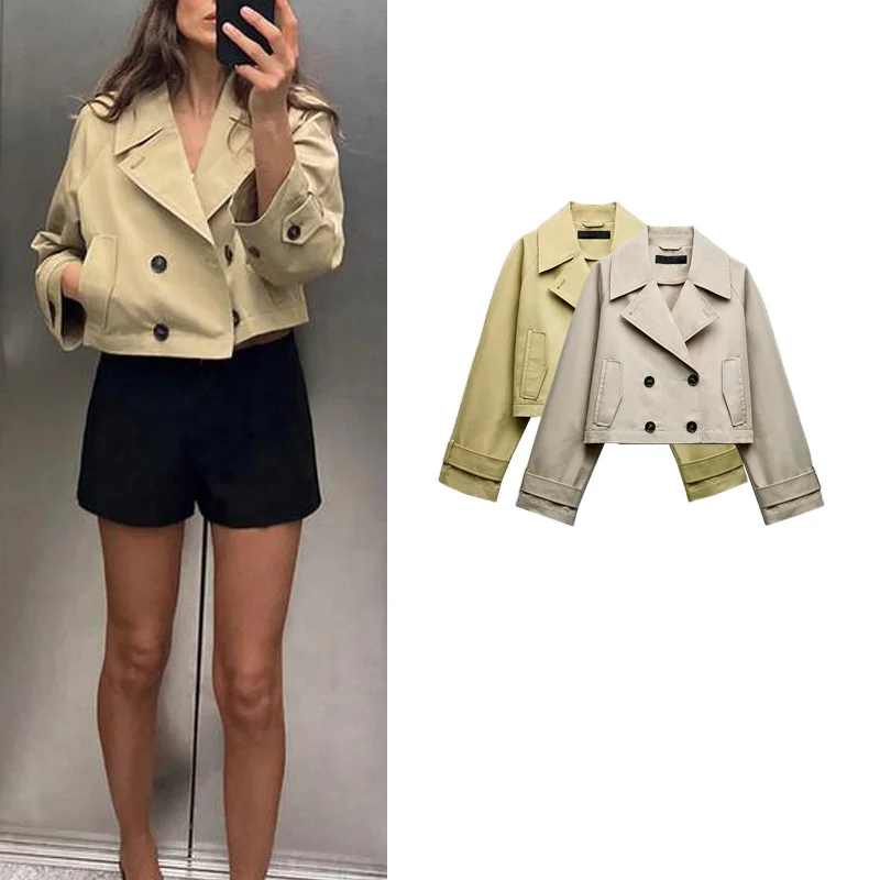 

Spring New Arrival Ele Commuter Casual Versatile Long Sve Collared ort Coat Jaet 30048 Faionable Polyester Fiber
